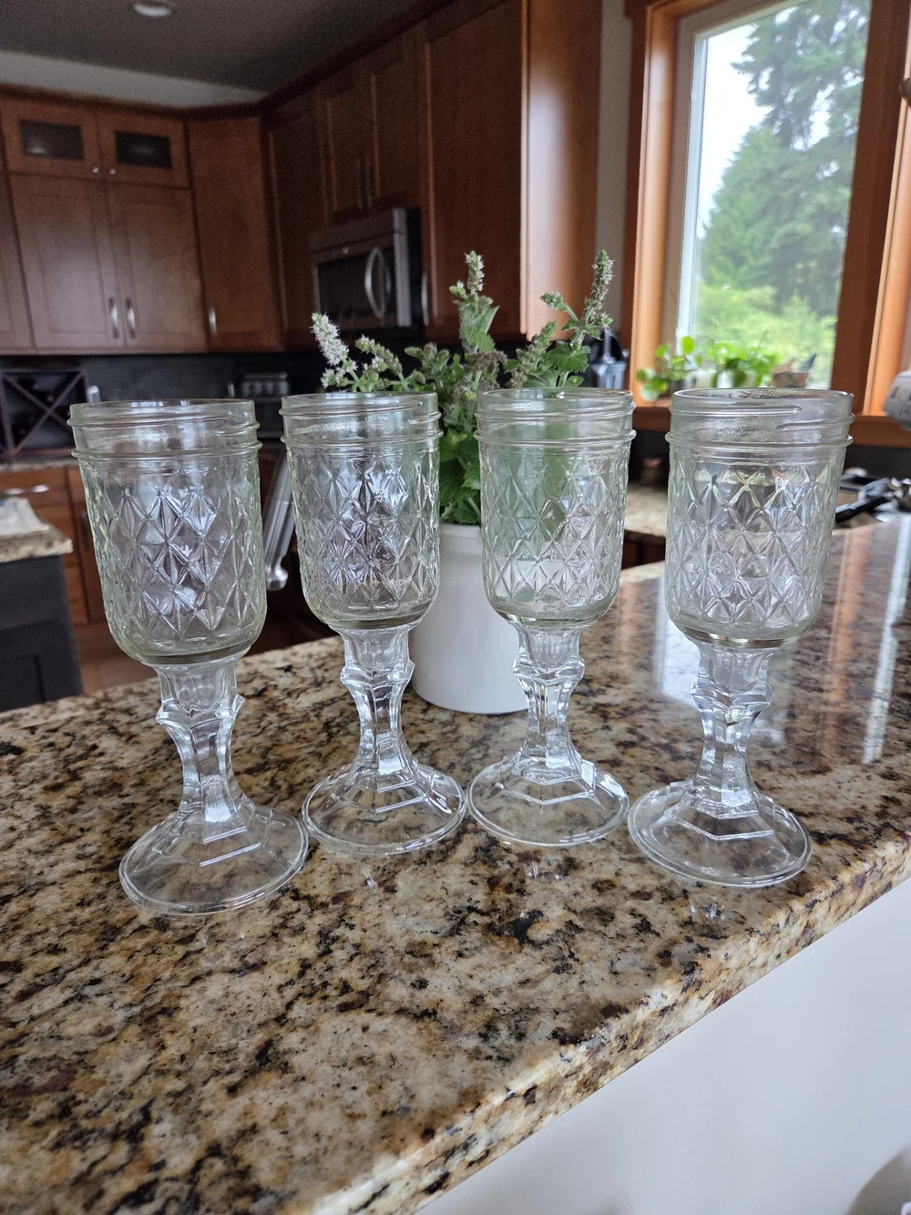 Vintage-Style Clear Glass Goblet Set - 4-Pack